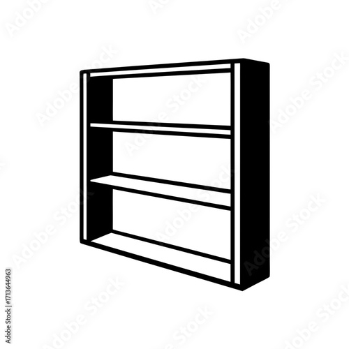Illustration of a simple empty bookshelf on transparent background