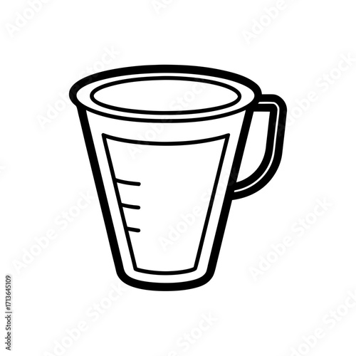 Outline drawing of a measuring cup object on transparent background