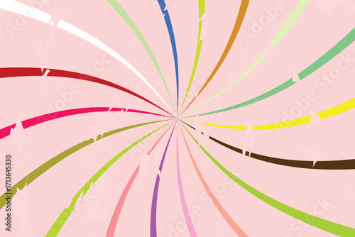 Abstract swirling colorful lines bursting from center background