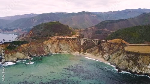 Drone Footage of the Iconic Bixby Creek Bridge on Highway 1 in Big Sur, California