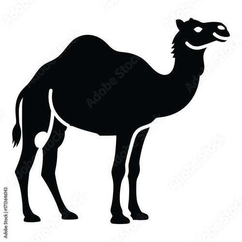 Silhouette of a one-humped camel standing sideways silhouette art for design projects