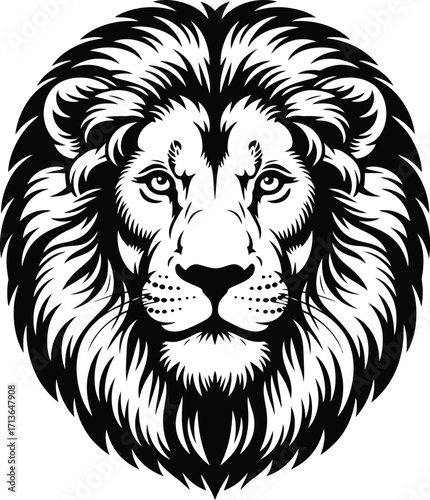 Majestic lion head vector silhouette mane