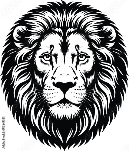 Majestic lion head vector silhouette mane black
