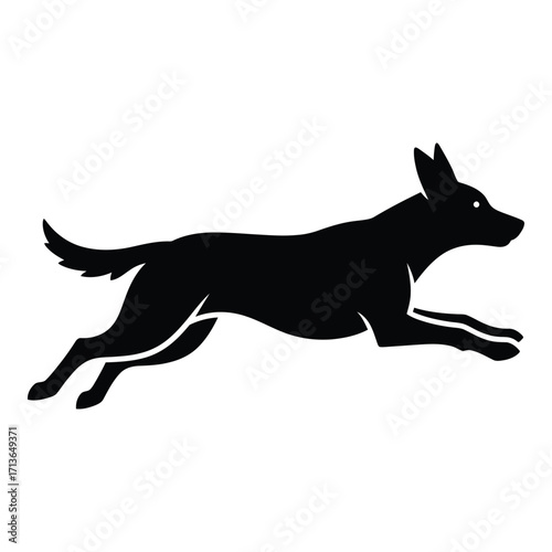 Dynamic silhouette of a dog in full gallop graceful canine action pet animal
