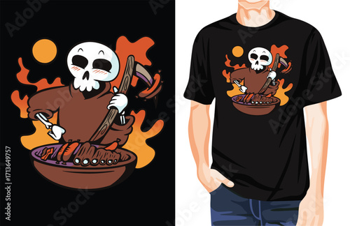 Grimp reaper BBQ t-shirt design