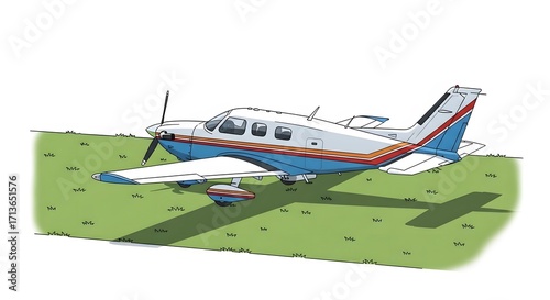 Wallpaper Mural Small propeller plane on grassy field ready for takeoff or landing. Torontodigital.ca