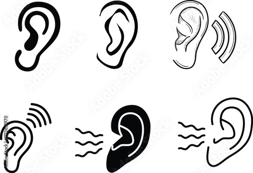 Human ear with sound waves icon