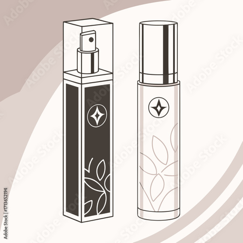 Illustration of two perfume bottles with pattern