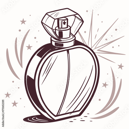Elegant perfume bottle with diamondshaped stopper
