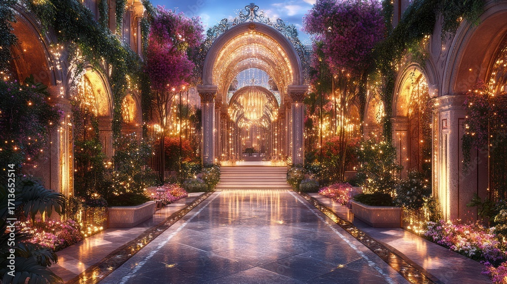 Obraz premium Ornate wedding venue at twilight