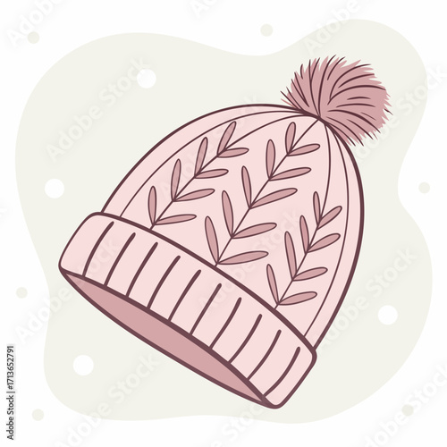 A charming pink winter hat with a pompom