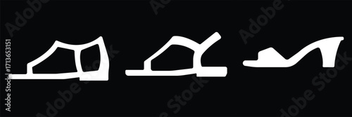 Art & IllustrationLadies shoes icon set.women's shoes footwear and elegant style and design trends.wedge heels sketch icon line art vector illustration..leather shoes heel icon black and white icon se