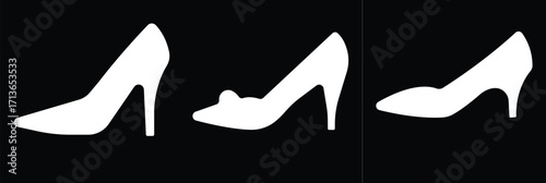 Art & IllustrationLadies shoes icon set.women's shoes footwear and elegant style and design trends.wedge heels sketch icon line art vector illustration..leather shoes heel icon black and white icon se