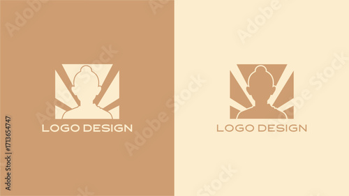 Minimal Buddha silhouette logo design with spiritual sunrise background for yoga, meditation, mindfulness, wellness, and holistic lifestyle branding