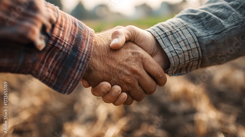 Closeup shot of an unrecognisable man and woman shaking hands on a farm
