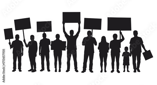 A group of people holding signs in a protest or demonstration