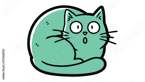 Astonished Feline: A charming illustration of a curious cat gazes in shock, showcasing its expressive face and captivating the viewer with its innocent nature.