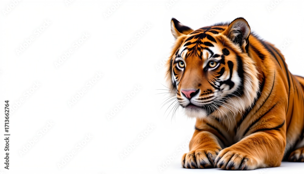 Obraz premium A majestic tiger sitting upright on its hind legs with one paw extended forward