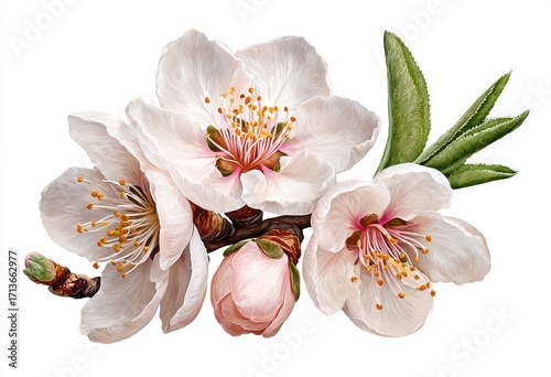 Delicate almond blossoms on branch