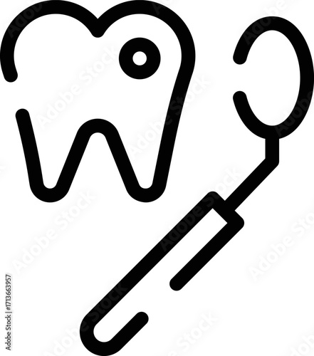 Minimalistic Rounded Modern Line Art Equipment medical tooth teeth Icon
