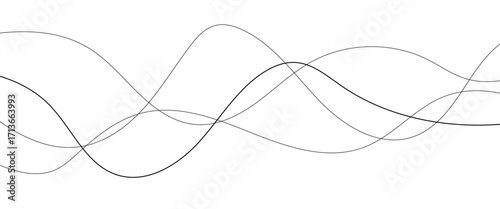 Abstract wavy black and white curved lines.