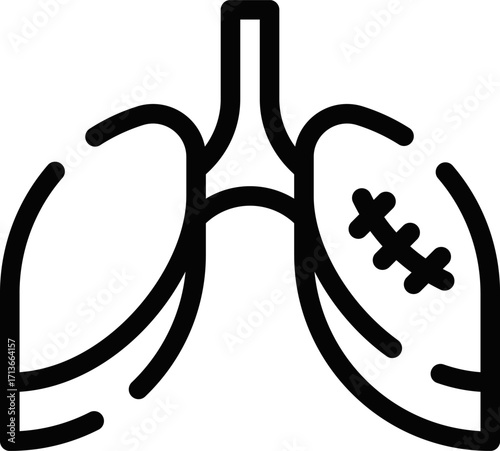 Minimalistic Rounded Modern Line Art Operation Organ Body Surgery Icon
