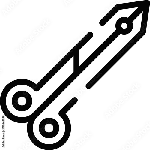 Minimalistic Rounded Modern Line Art Scissor tool equipment medical Icon