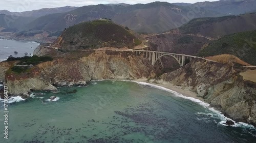 Drone Footage of the Iconic Bixby Creek Bridge on Highway 1 in Big Sur, California