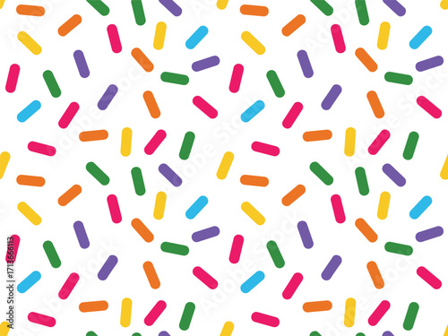 Seamless pattern of colorful spring sprinkles scattered abstract fun background