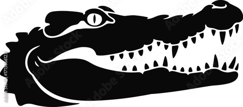 Black alligator head open mouth sharp teeth crocodile