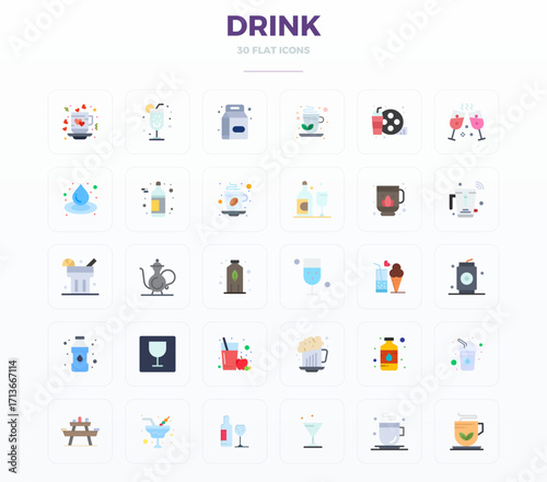 Drink Comprehensive Vector Bundle with 30 PIXEL Perfect Flat 128x128 Icons