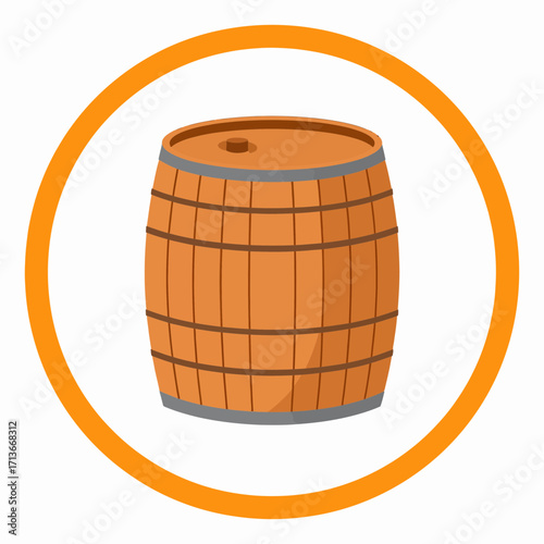 Wooden barrel Oktoberfest icon vector, illustration of pretzel, beer, Bavarian hat and traditional German beer festival symbols