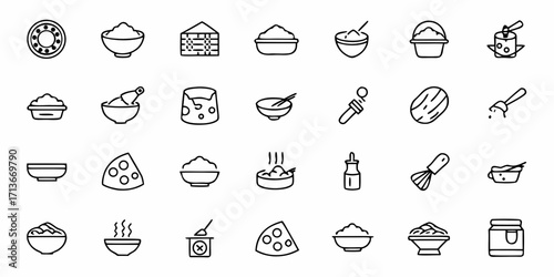 Illustration of various beverage containers including glasses cups and a blender in outline style
