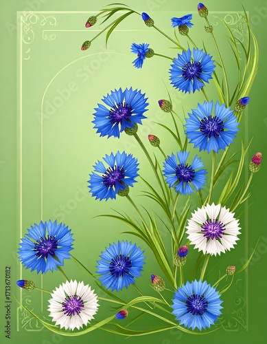 Floral arrangement of cornflowers