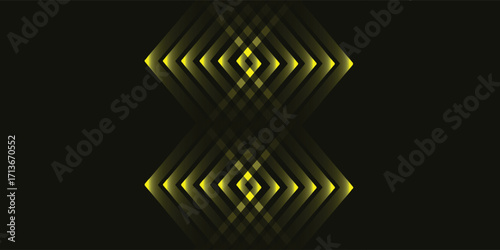 Abstract geometric pattern featuring mirrored diamond shapes with a glowing effect.