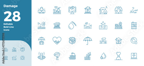 28 Bold Line PIXEL Perfect Vectors for Damage Theme