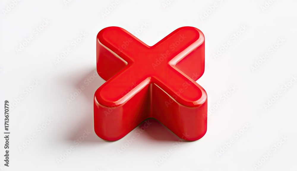 Obraz premium Red 3D X mark on white background
