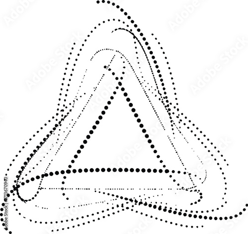 Dotted triangle with swirling lines, connection and flow concept