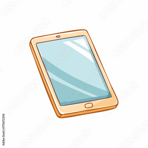 Modern digital tablet device illustration with a blank screen and a light orange frame, perfect for technology and communication concepts