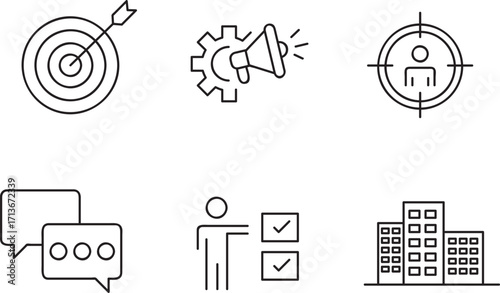 Business Icon set.  Editable stroke. Vector illustration on white background..eps