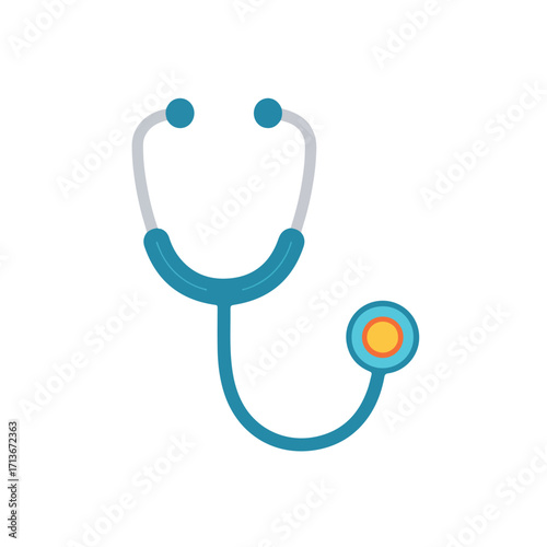 Cartoonstyle blue and gray stethoscope for medical presentations, healthcare blog posts, doctors office signage, education materials, medical websites.