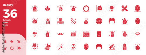 36 128x128 Vector Icons for Beauty in PIXEL Perfect Black Filled Format
