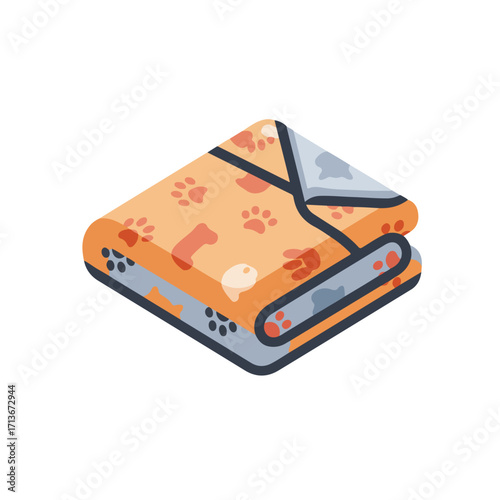 Folded blanket with paw prints and bones  perfect for petrelated designs, animal shelters, veterinary clinics, or pet accessory businesses.