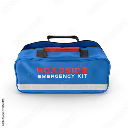 Blue roadside emergency assistance kit bag for rescue operations