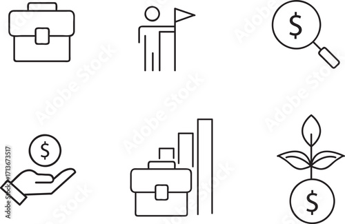 Business Icon set. Editable stroke. Vector illustration..eps