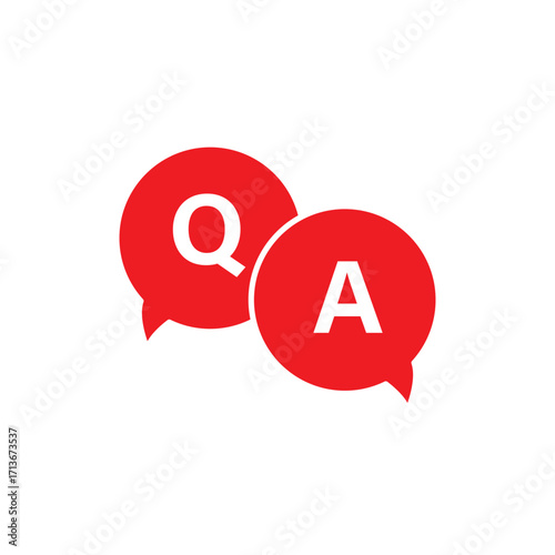 Questions and answers icon with speech bubble and q and a letters.