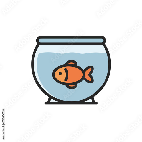 Goldfish in a bowl, underwater scene, aquarium pets, aquatic life, colorful fish, animal behavior, small home decor, pet store advertisement.