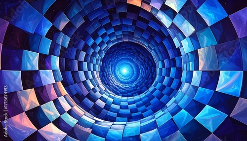 Fototapeta Naklejka Na Ścianę i Meble -  Abstract tunnel of shifting squares