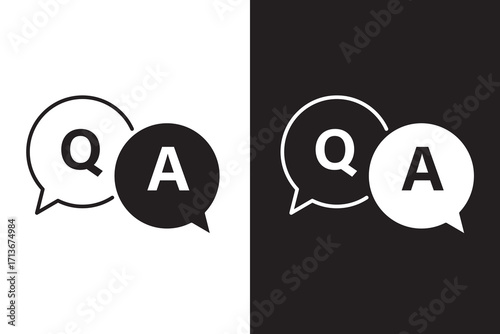 Questions and answers icon flat illustration set logo