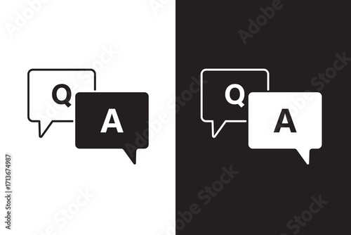 Questions and answers icon flat illustration set logo
